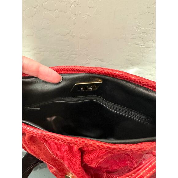 SHARIF | Vintage Red Patchwork Leather Shoulder Bag Made in USA - Picture 7 of 9